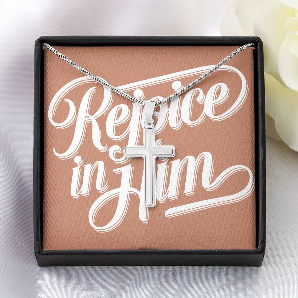 Rejoice in Him Artisan Cross Necklace