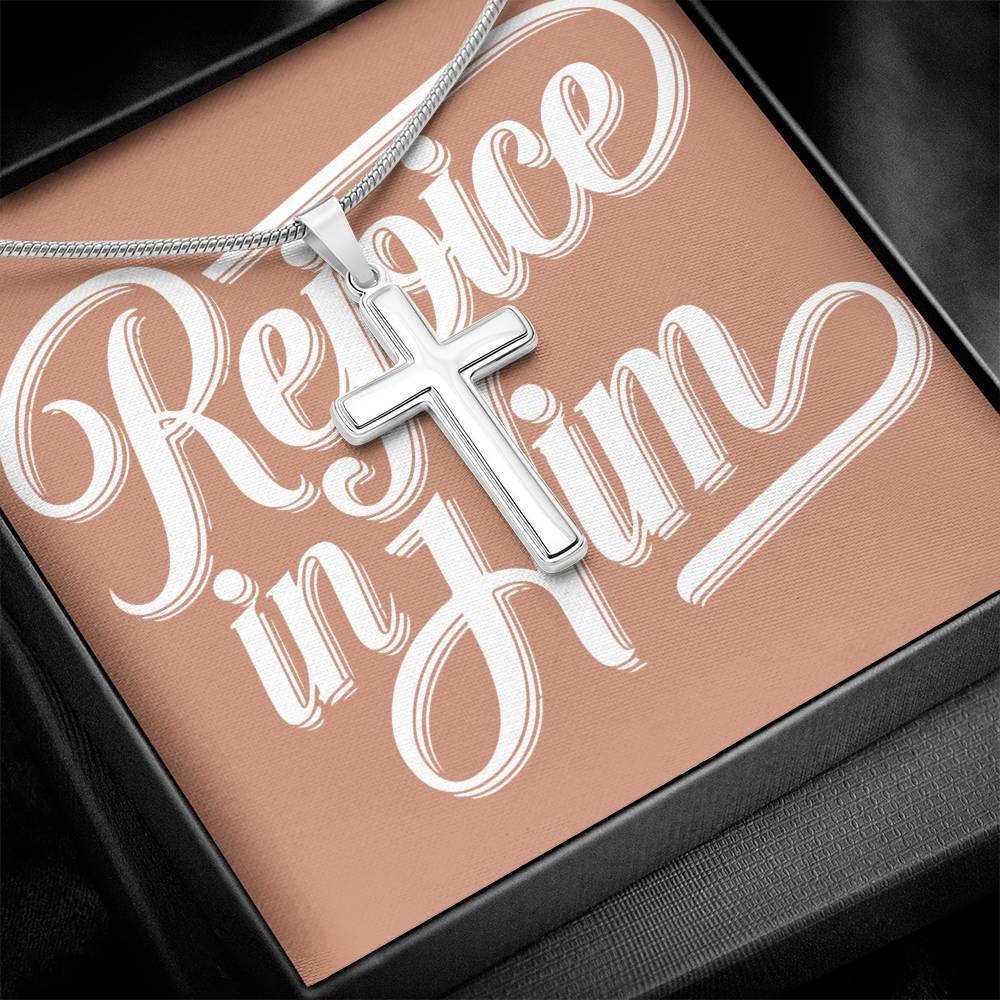 Rejoice in Him Artisan Cross Necklace