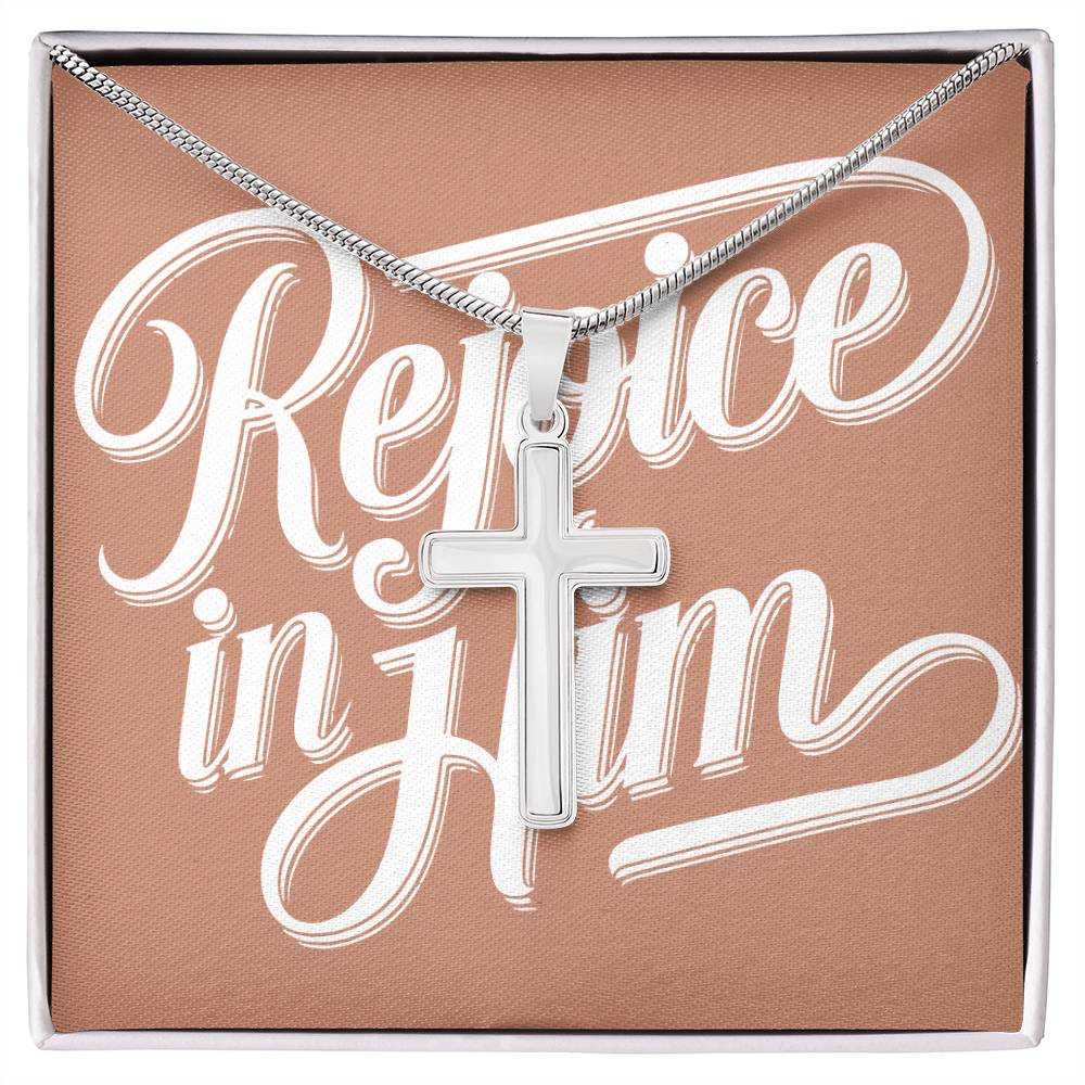 Rejoice in Him Artisan Cross Necklace