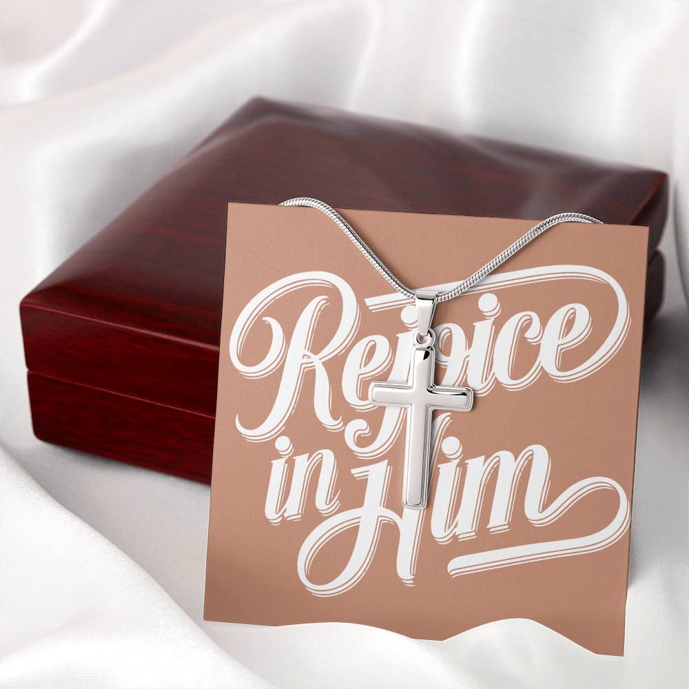 Rejoice in Him Artisan Cross Necklace