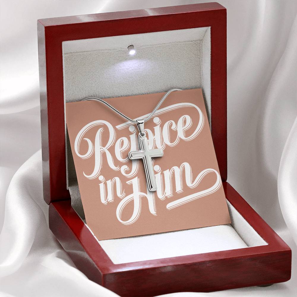 Rejoice in Him Artisan Cross Necklace