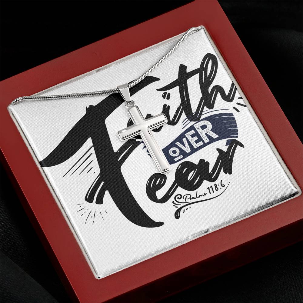 Faith over Fear cross necklace