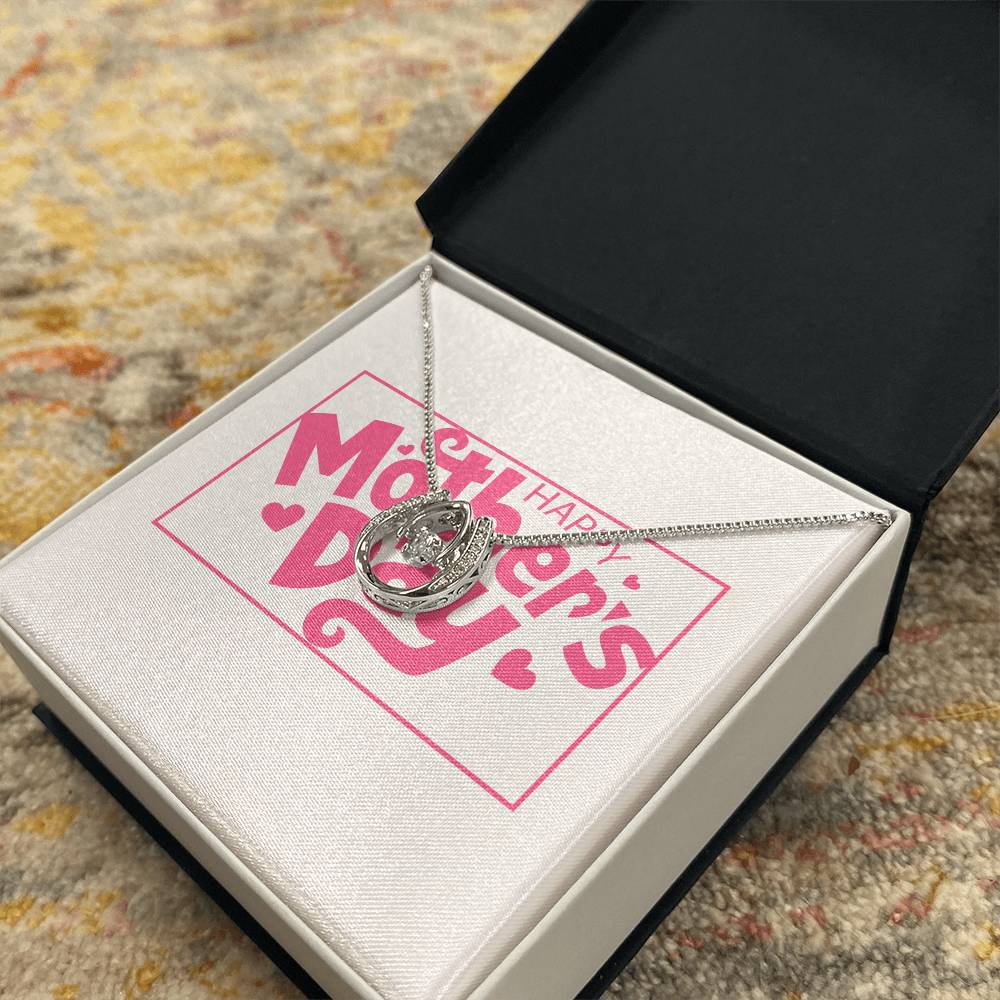 Pink Mother's Day Card Half Moon Necklace