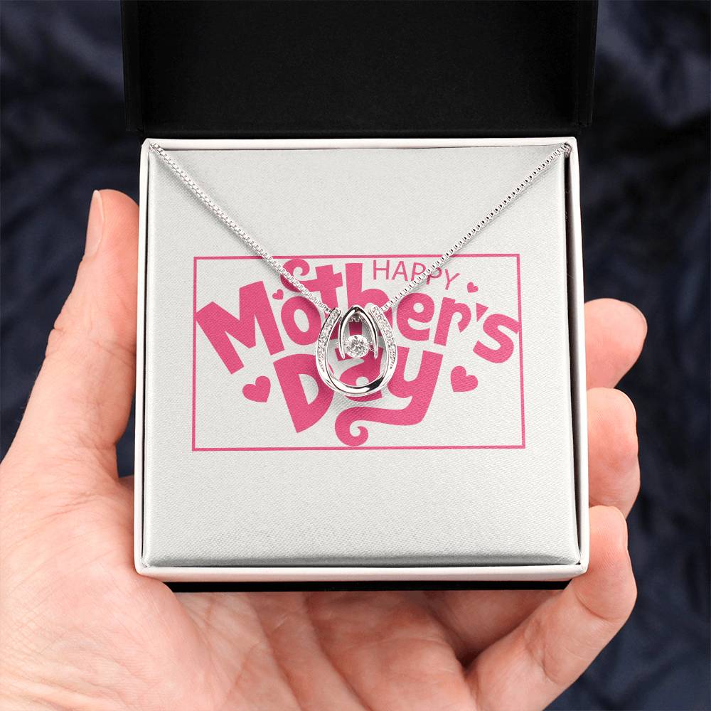 Pink Mother's Day Card Half Moon Necklace
