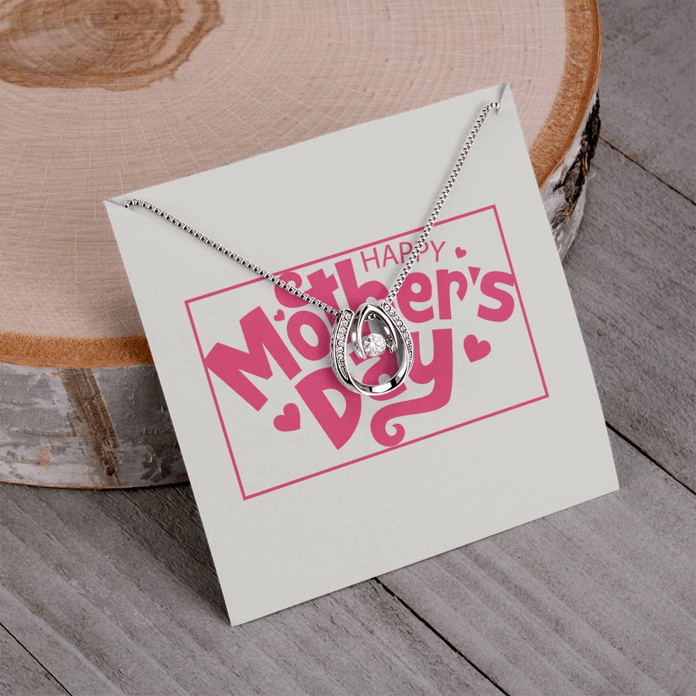 Pink Mother's Day Card Half Moon Necklace