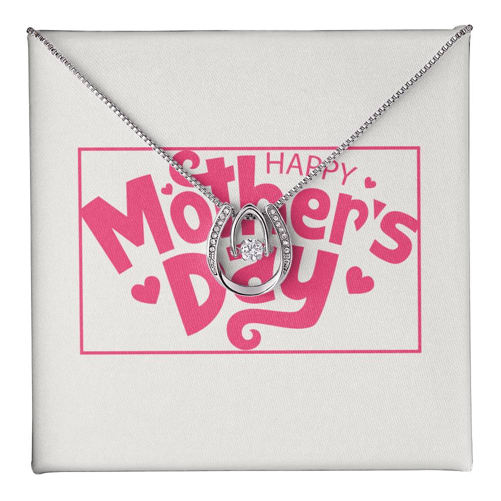 Pink Mother's Day Card Half Moon Necklace