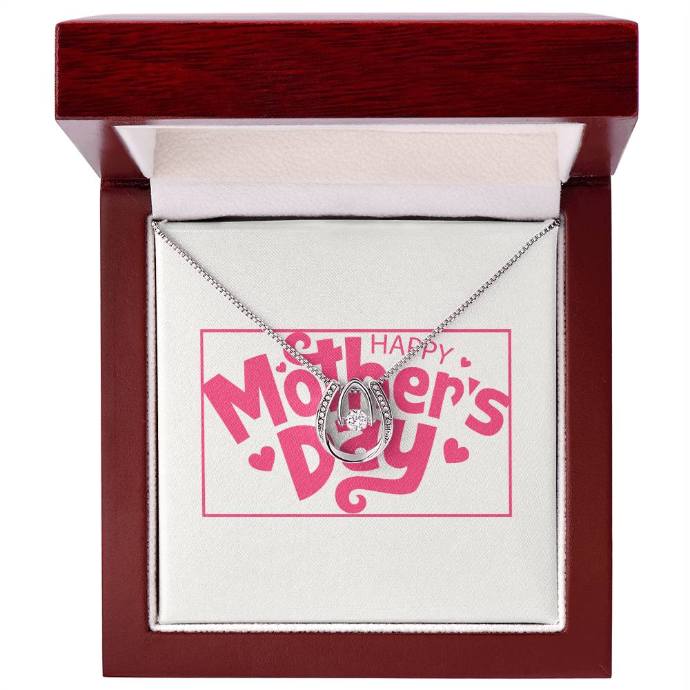 Pink Mother's Day Card Half Moon Necklace