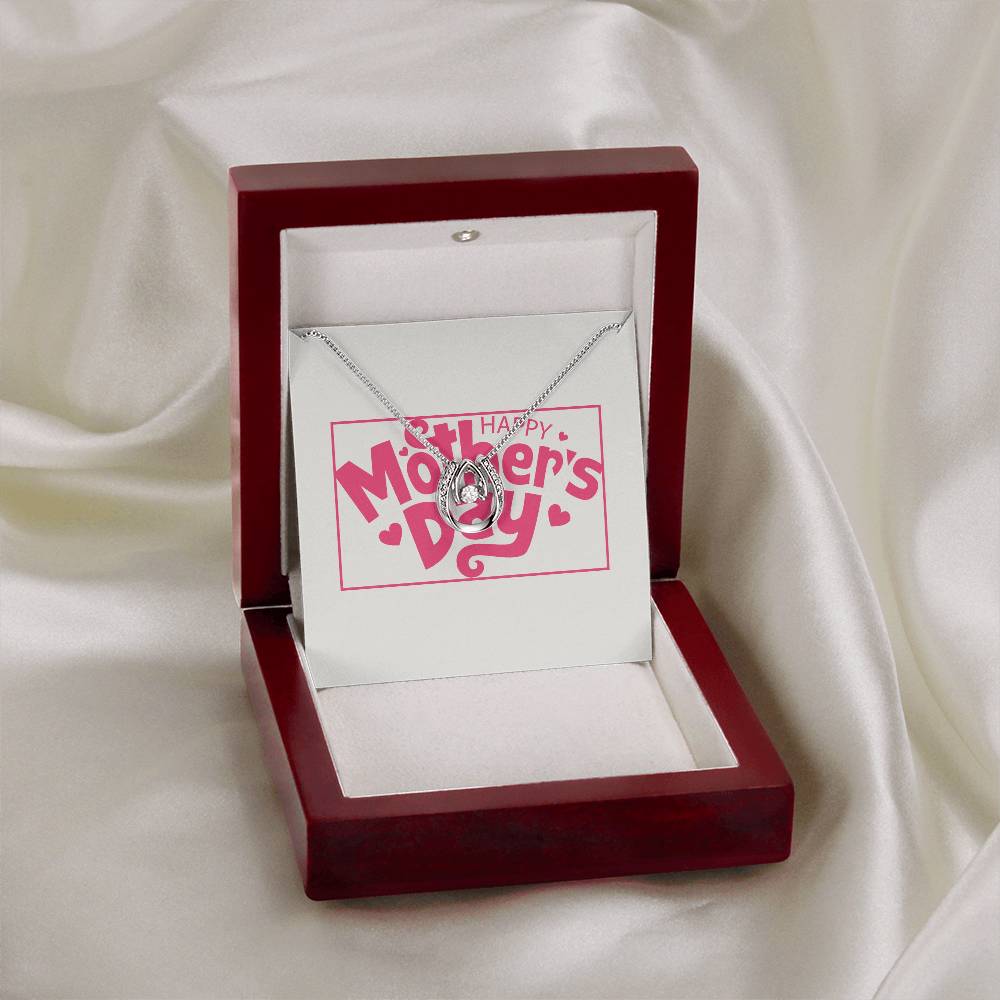 Pink Mother's Day Card Half Moon Necklace