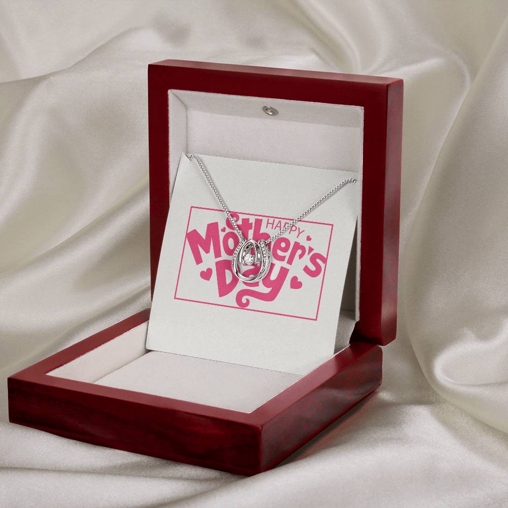 Pink Mother's Day Card Half Moon Necklace