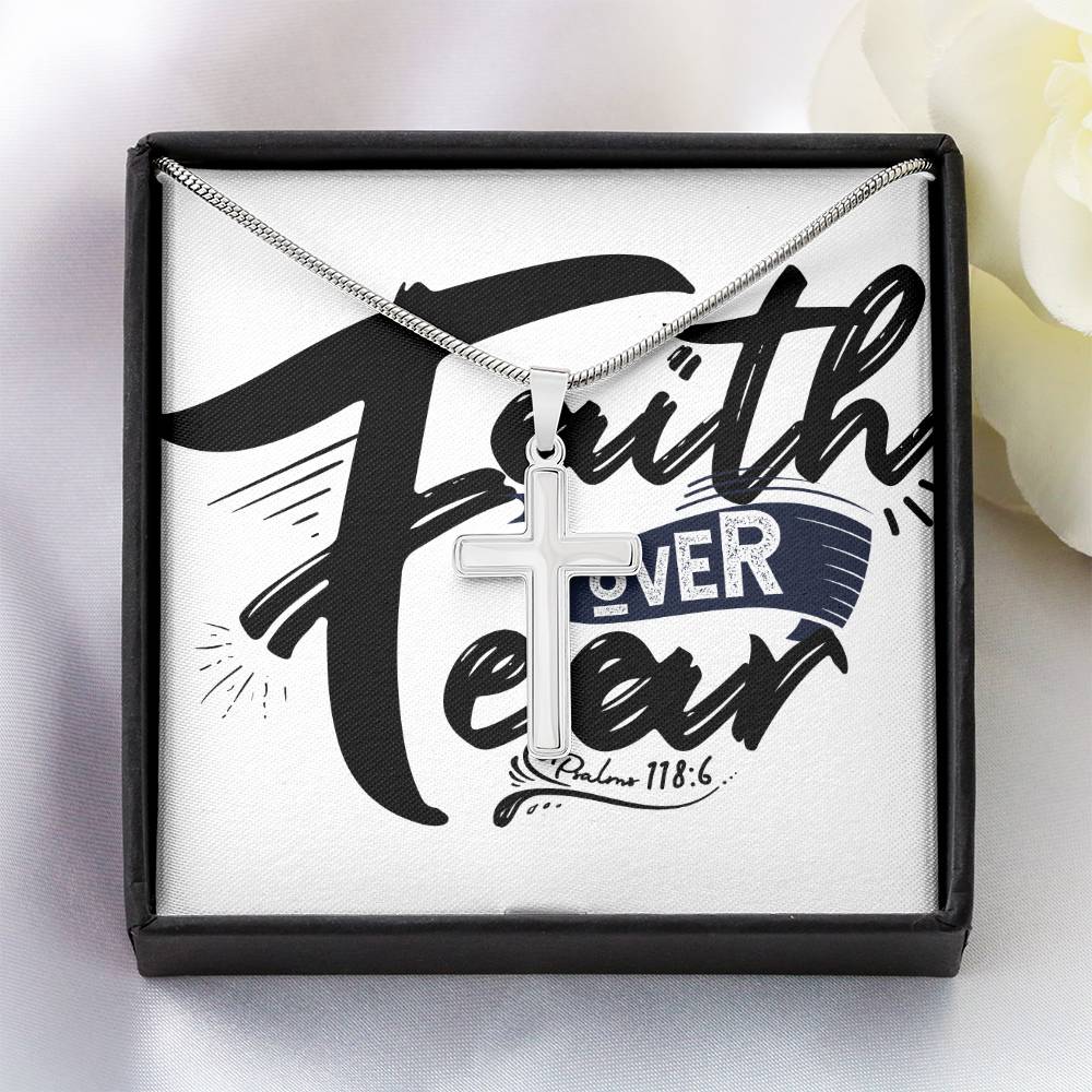 Faith over Fear cross necklace