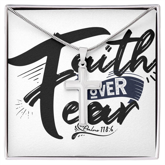 Faith over Fear cross necklace
