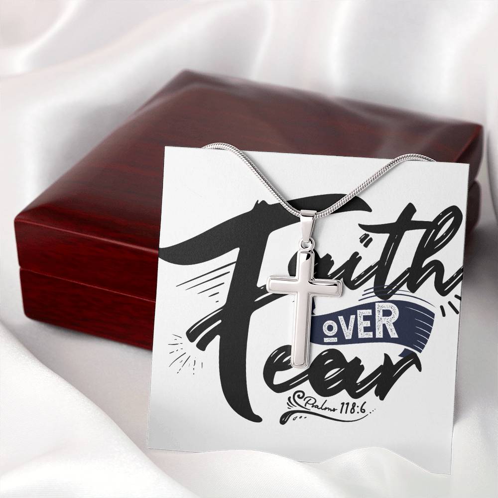 Faith over Fear cross necklace