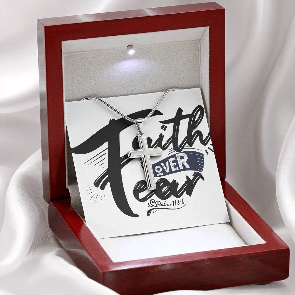 Faith over Fear cross necklace