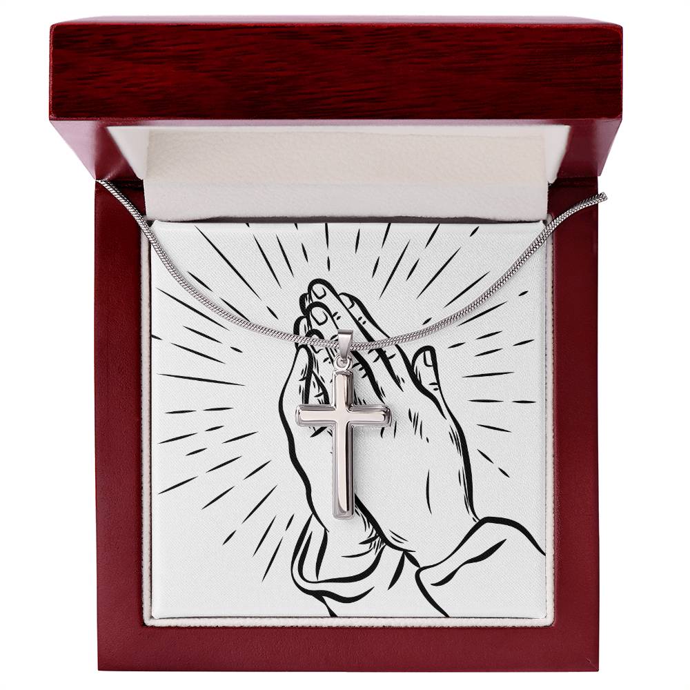 Praying Hands Artisan Cross Necklace