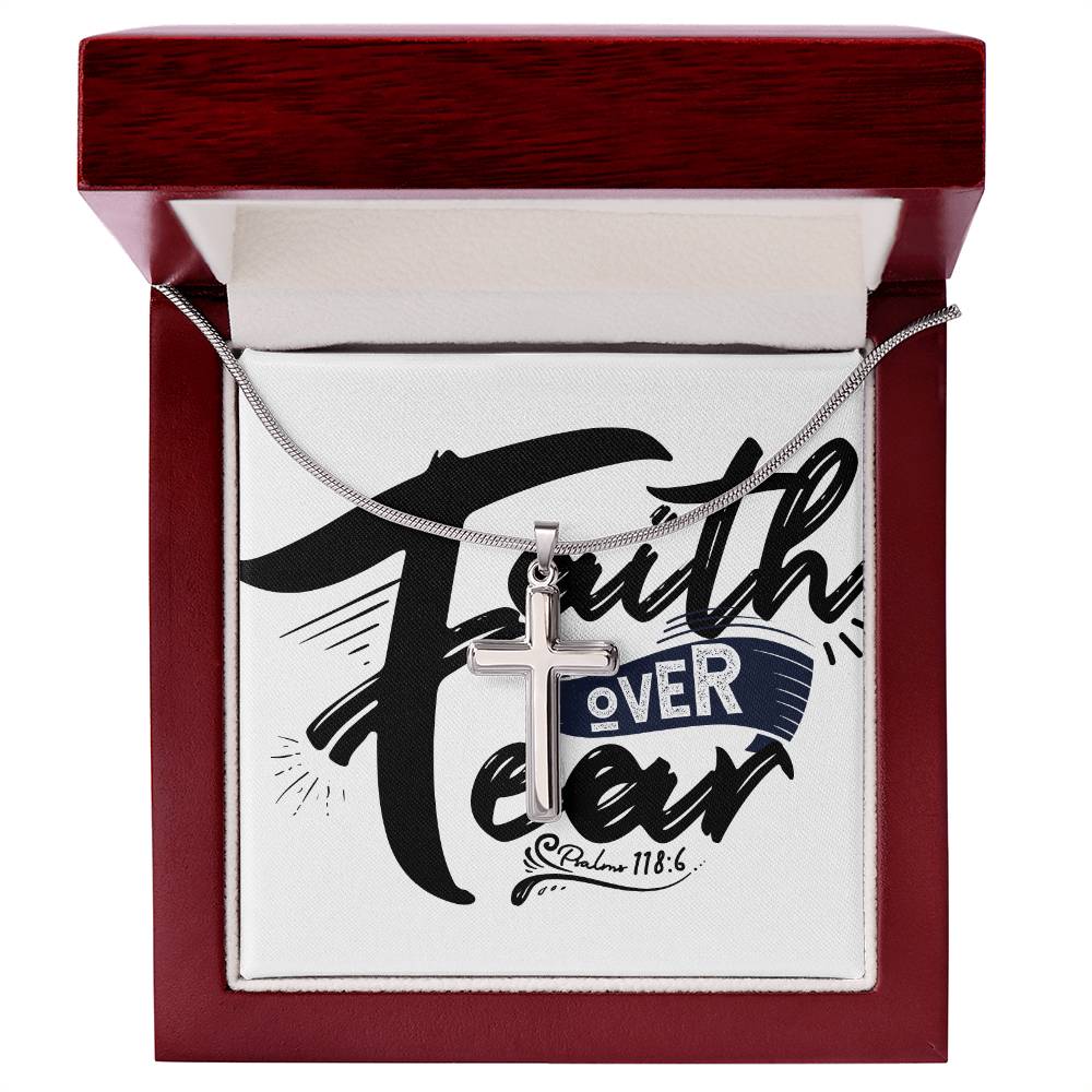 Faith over Fear cross necklace